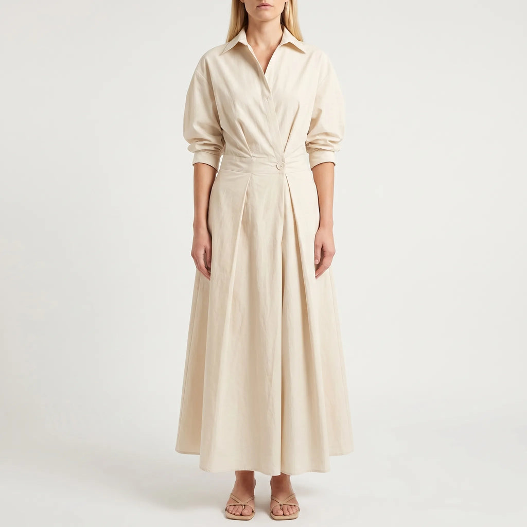 Women’s Belted Shirt Maxi Dress