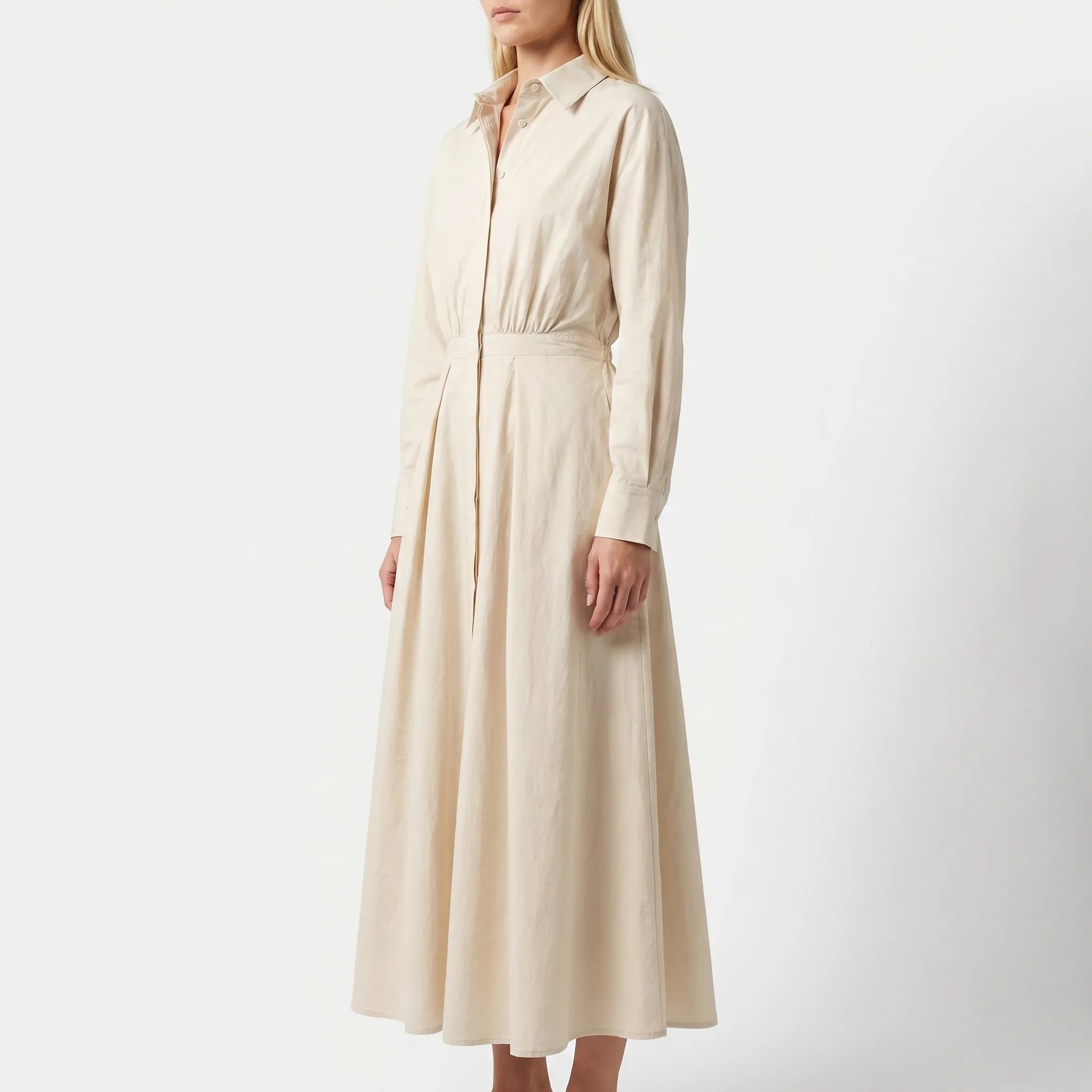 Women’s Belted Shirt Maxi Dress