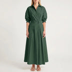 Women’s Belted Shirt Maxi Dress