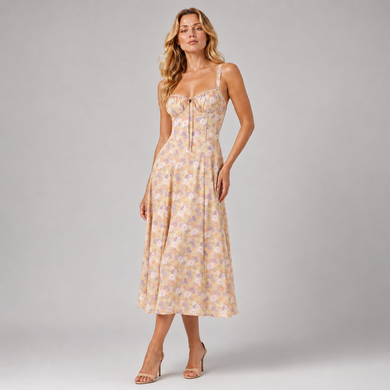 Women’s Floral Corset Midi Dress