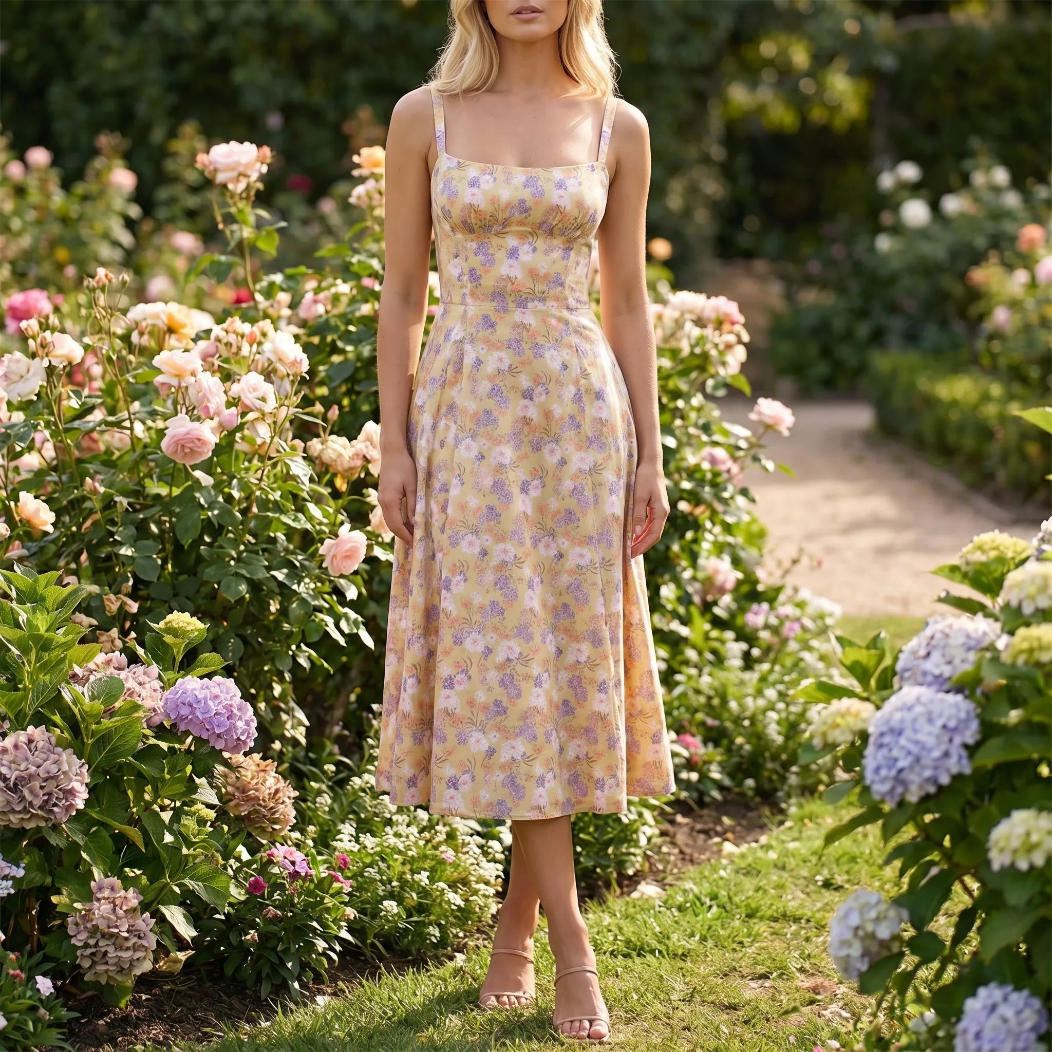 Women’s Floral Corset Midi Dress