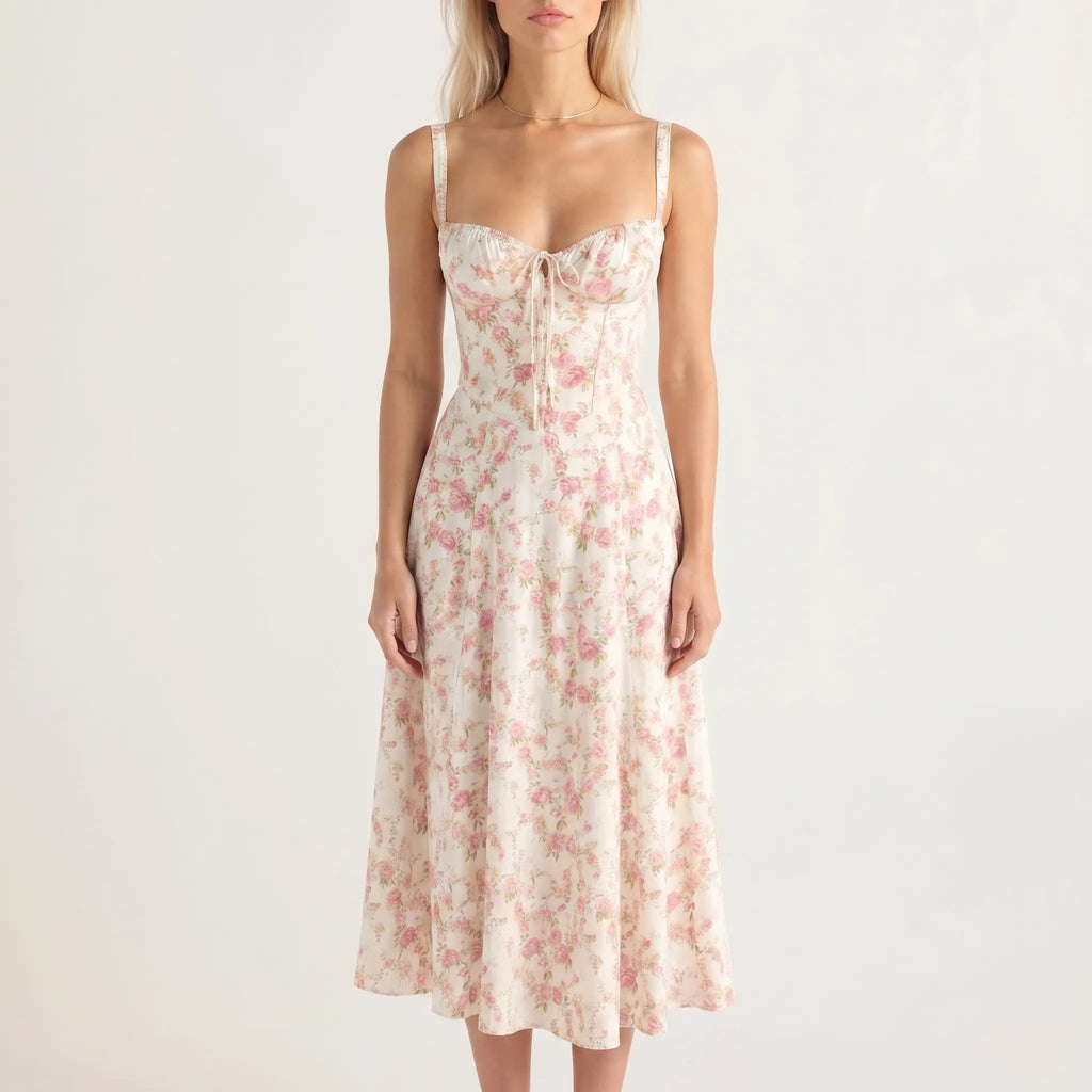 Women’s Floral Corset Midi Dress