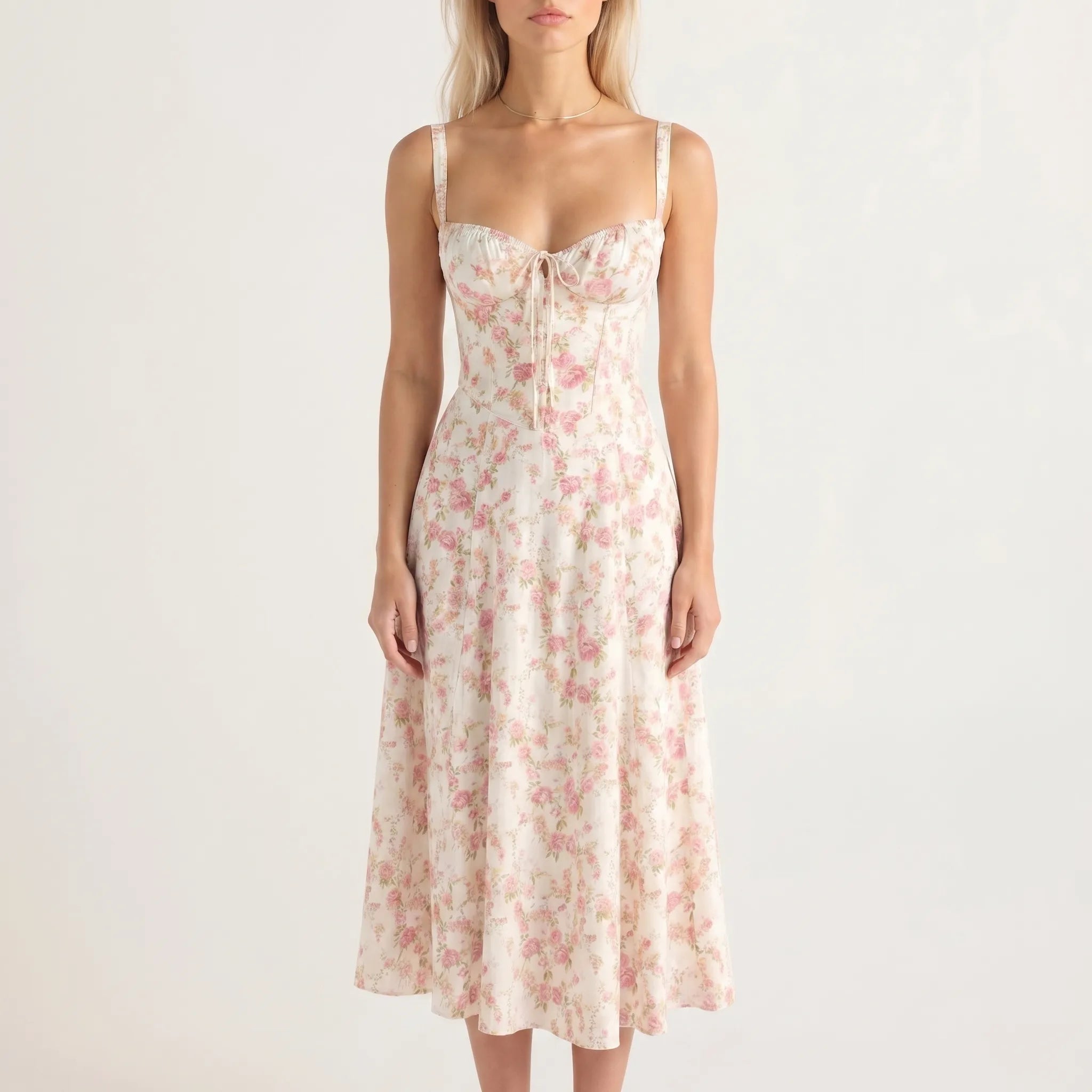 Women’s Floral Corset Midi Dress
