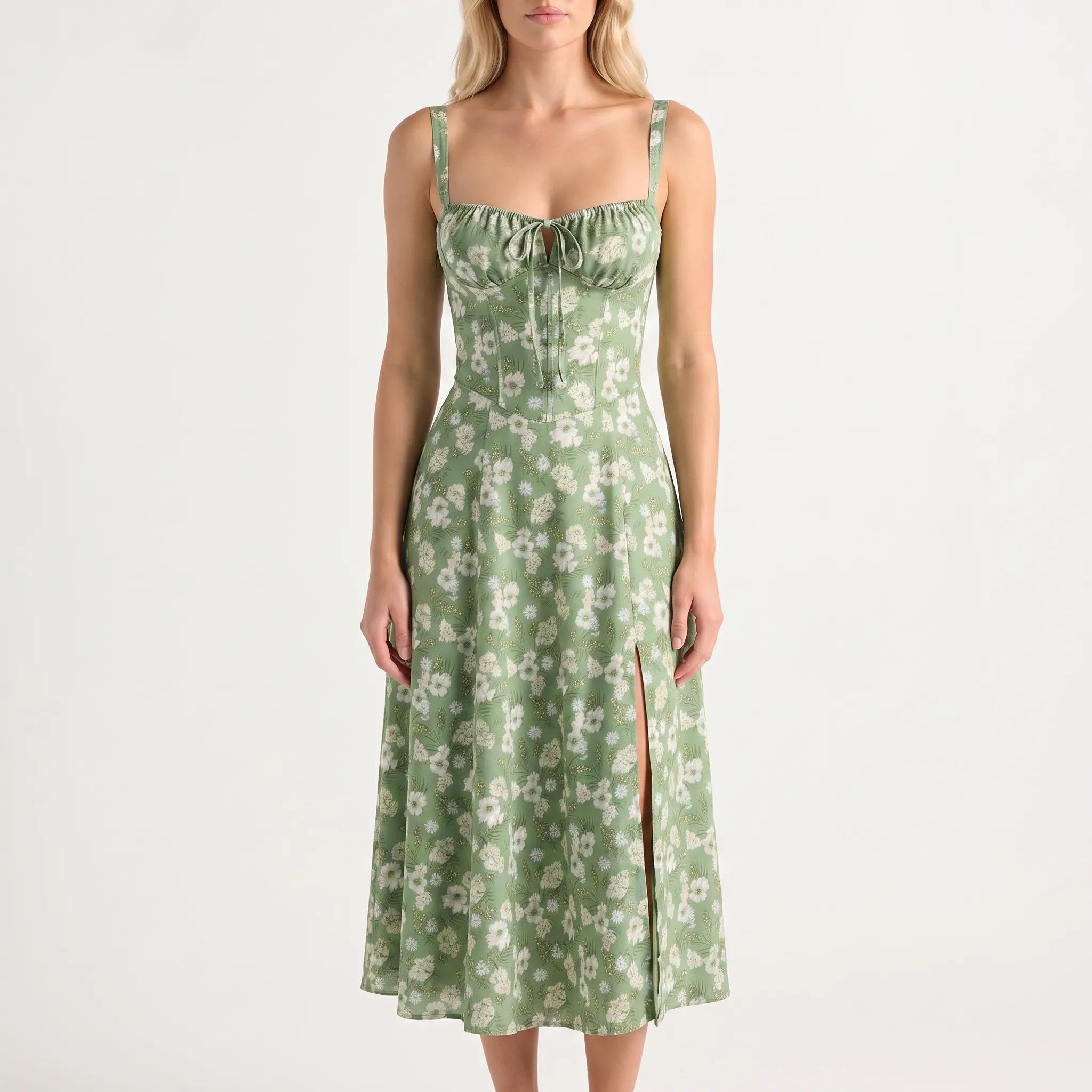 Women’s Floral Corset Midi Dress