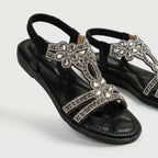 Women's Rhinestone Floral Flat Sandals