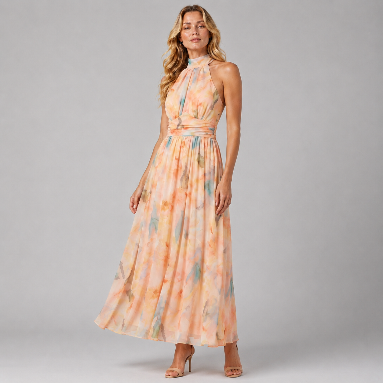 Women’s Floral Halter Maxi Dress
