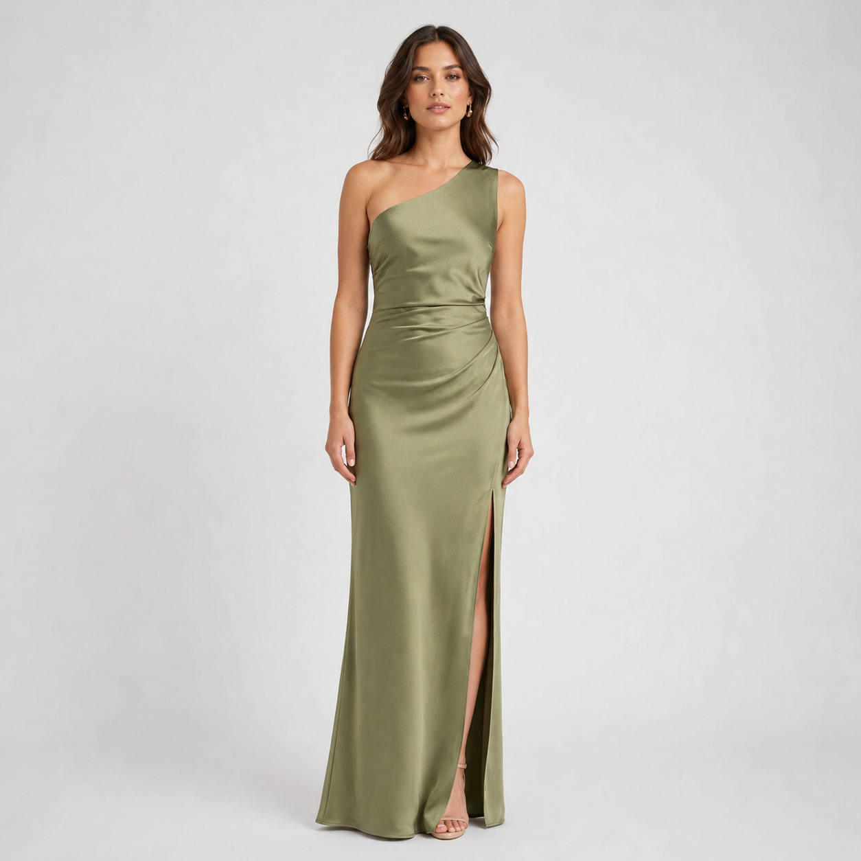 Women’s One Shoulder Ruched Maxi Dress