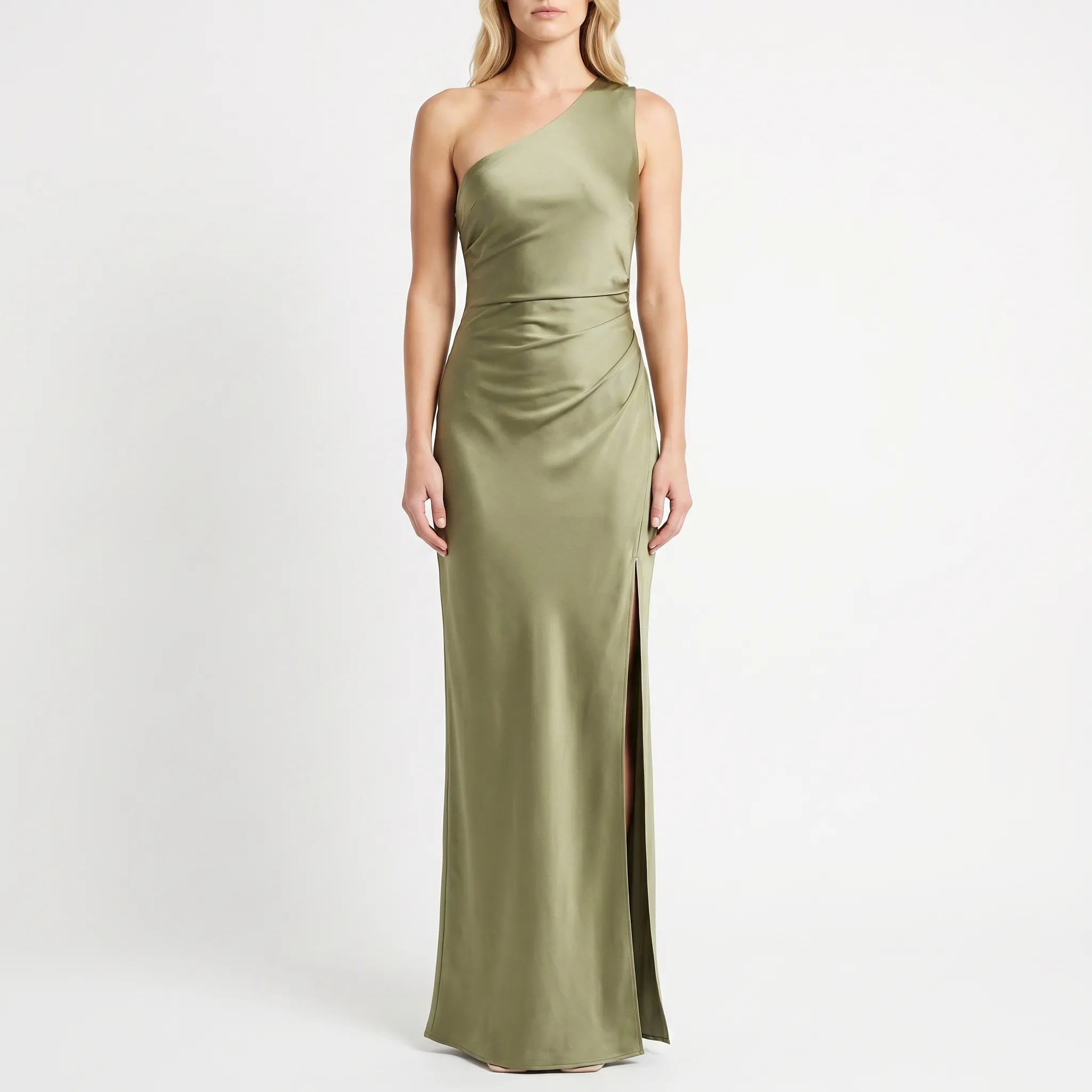 Women’s One Shoulder Ruched Maxi Dress