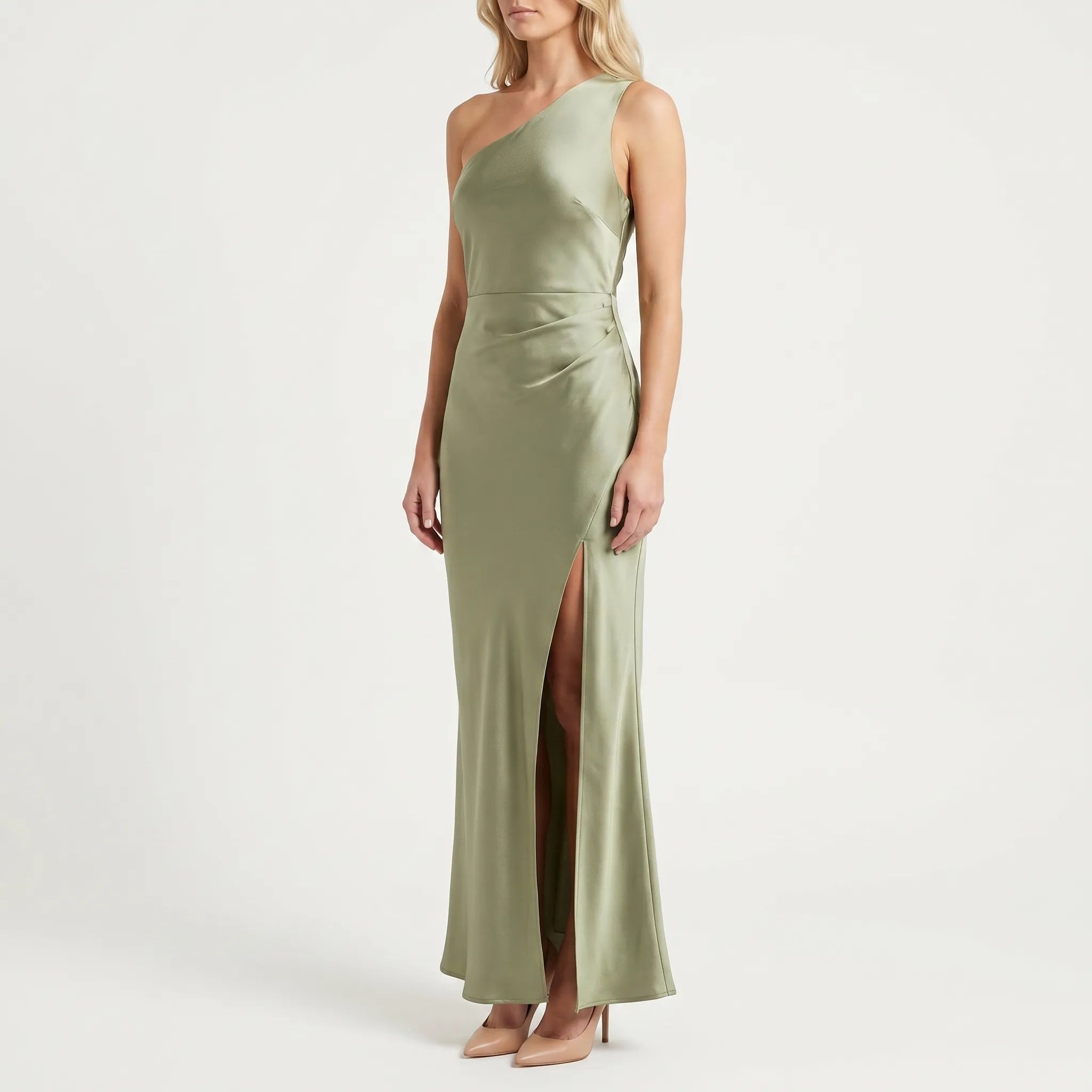 Women’s One Shoulder Ruched Maxi Dress