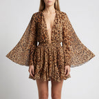 Women’s V Neck Ruffle Mini Dress