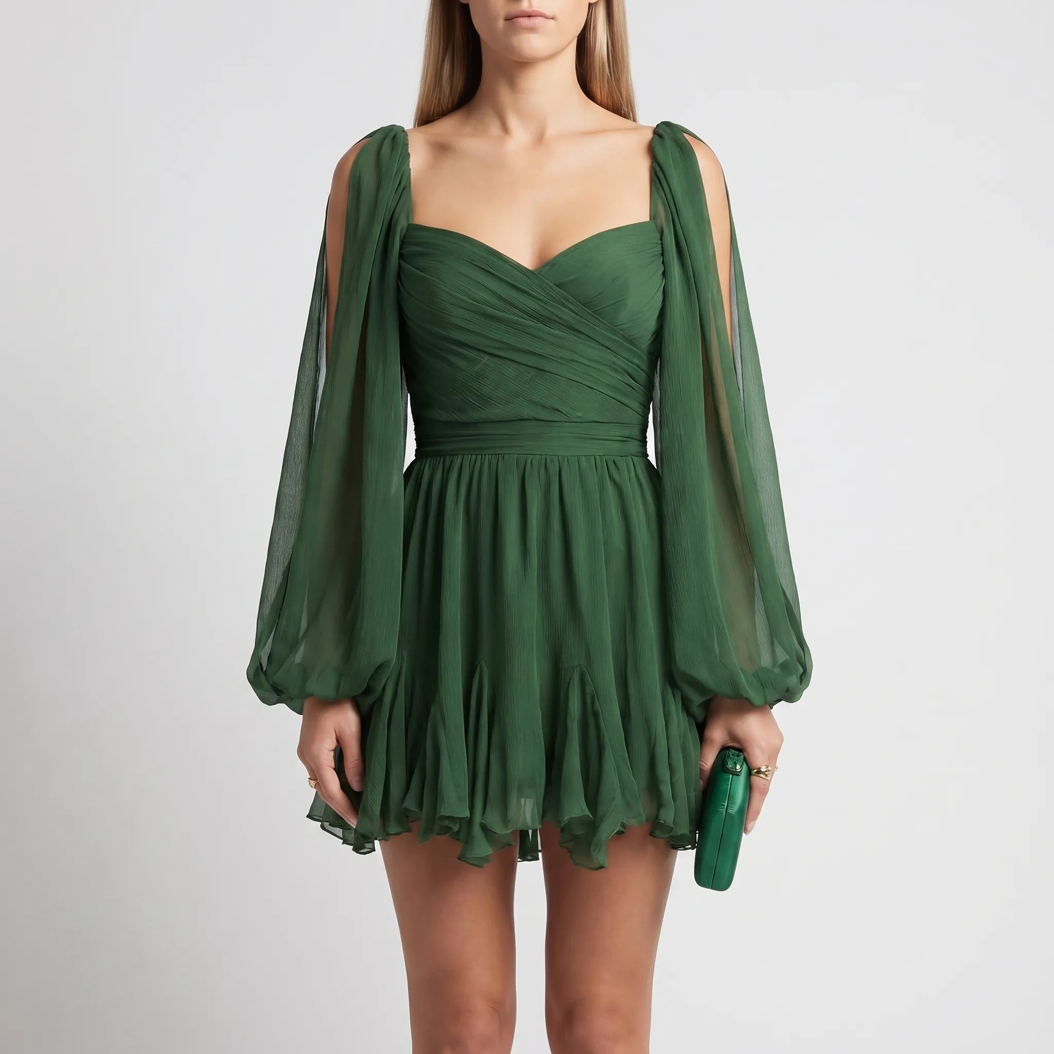 Women’s V Neck Ruffle Mini Dress