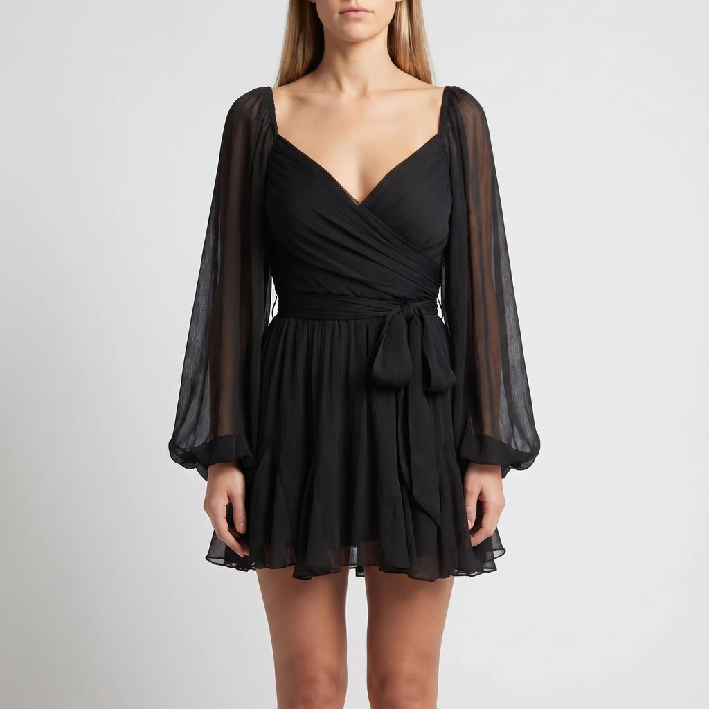 Women’s V Neck Ruffle Mini Dress