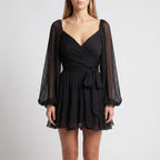 Women’s V Neck Ruffle Mini Dress