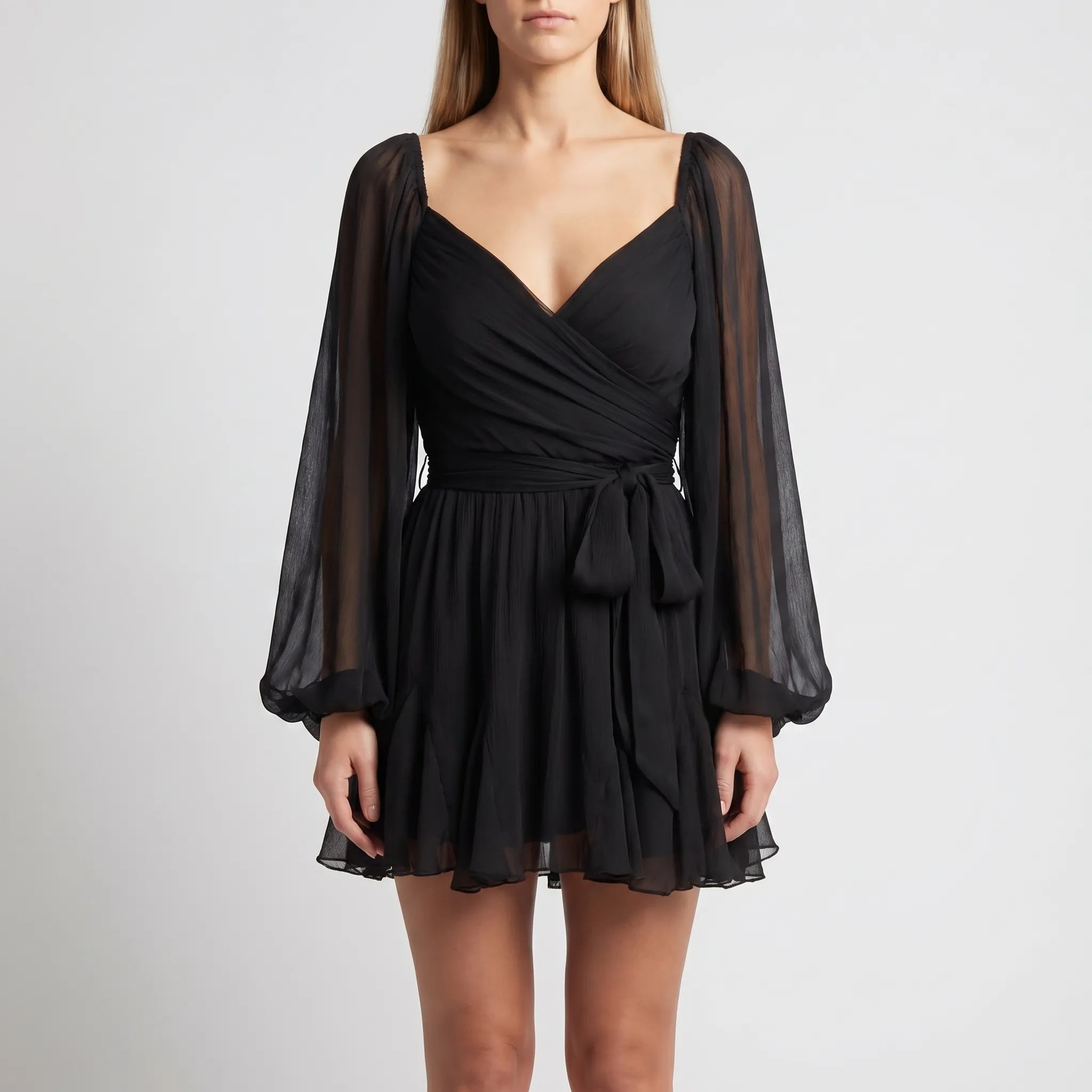 Women’s V Neck Ruffle Mini Dress