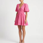 Women’s Puff Sleeve V Neck Mini Dress