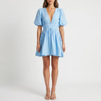 Women’s Puff Sleeve V Neck Mini Dress