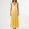 Women’s V Neck Pleated Maxi Dress