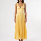 Women’s V Neck Pleated Maxi Dress