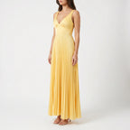 Women’s V Neck Pleated Maxi Dress
