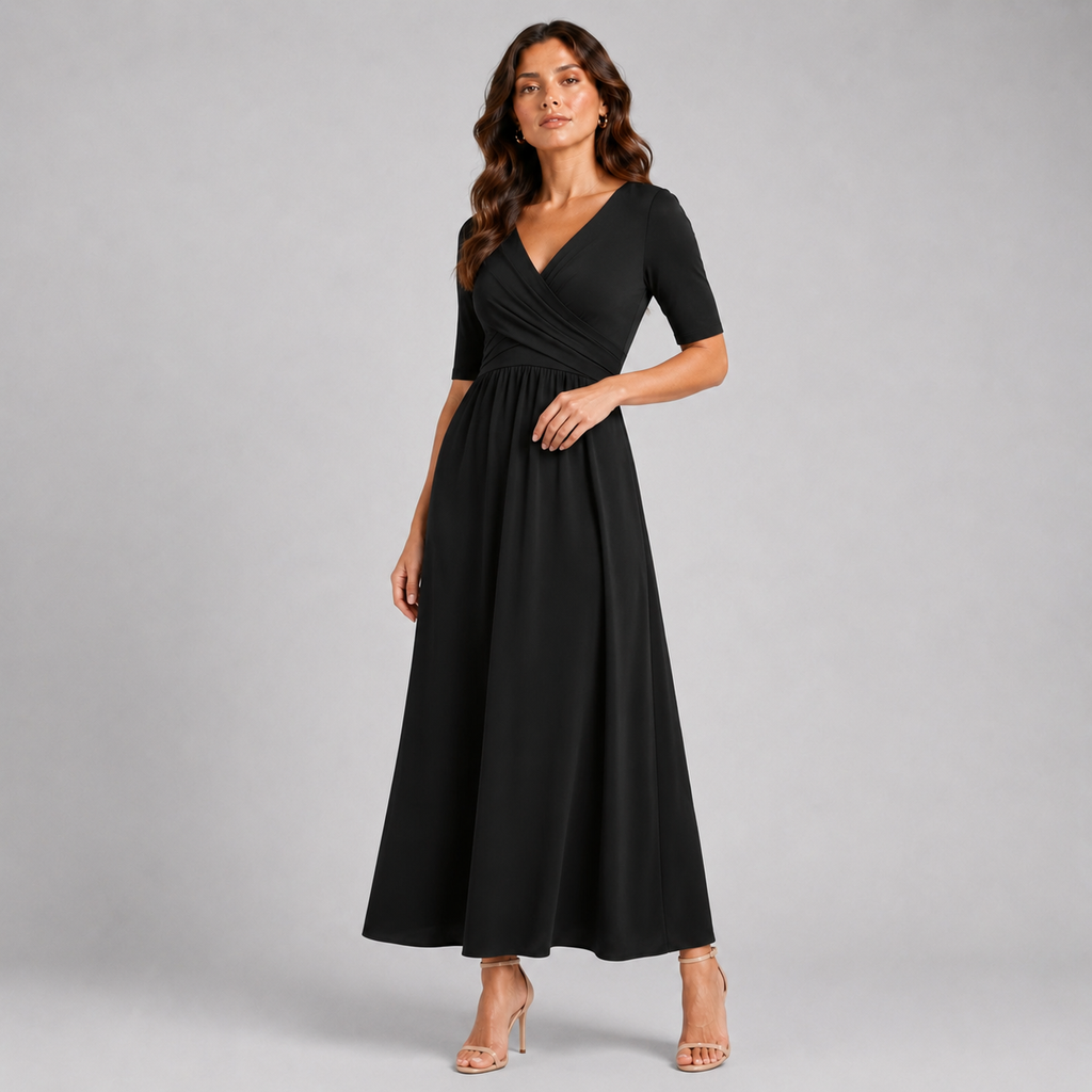 Women’s V Neck Wrap Midi Dress