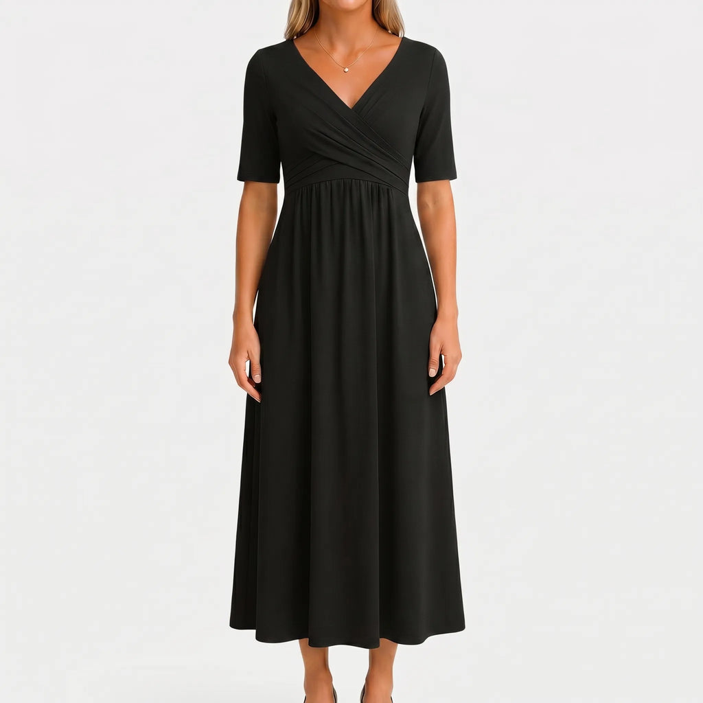 Women’s V Neck Wrap Midi Dress