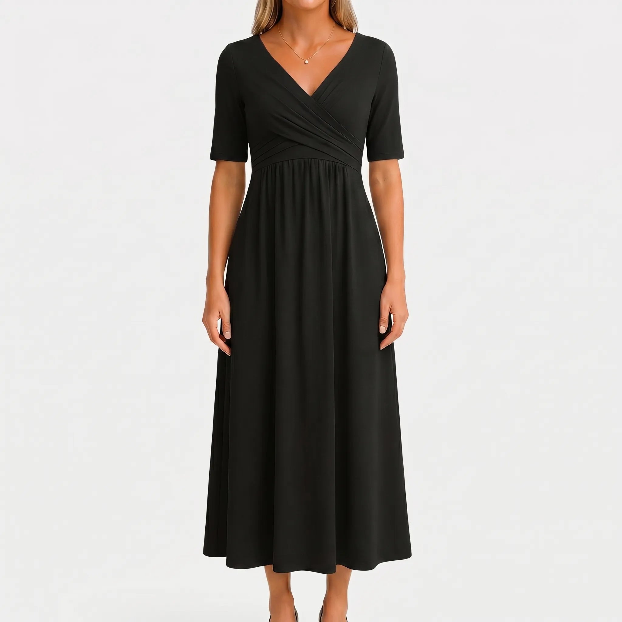 Women’s V Neck Wrap Midi Dress