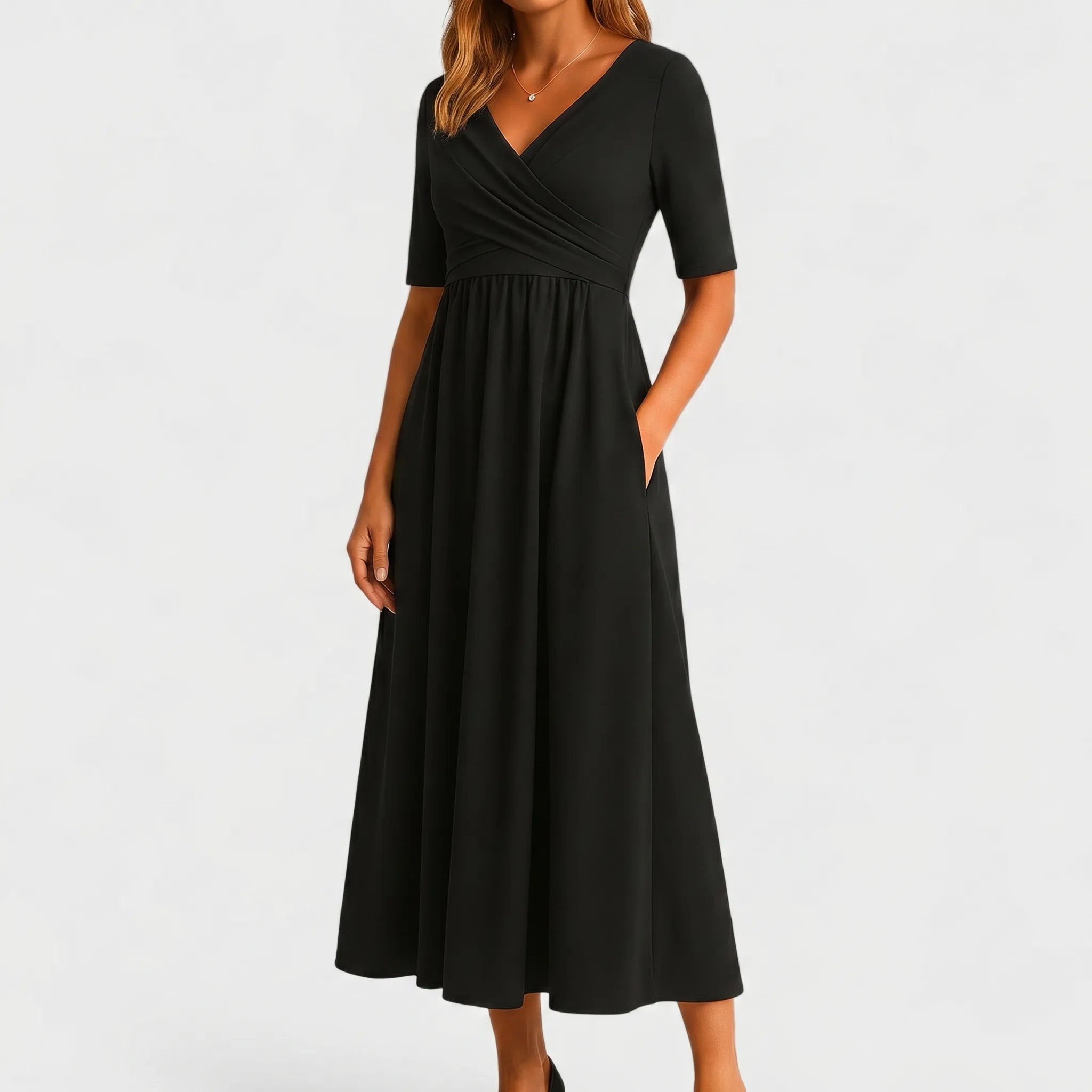 Women’s V Neck Wrap Midi Dress