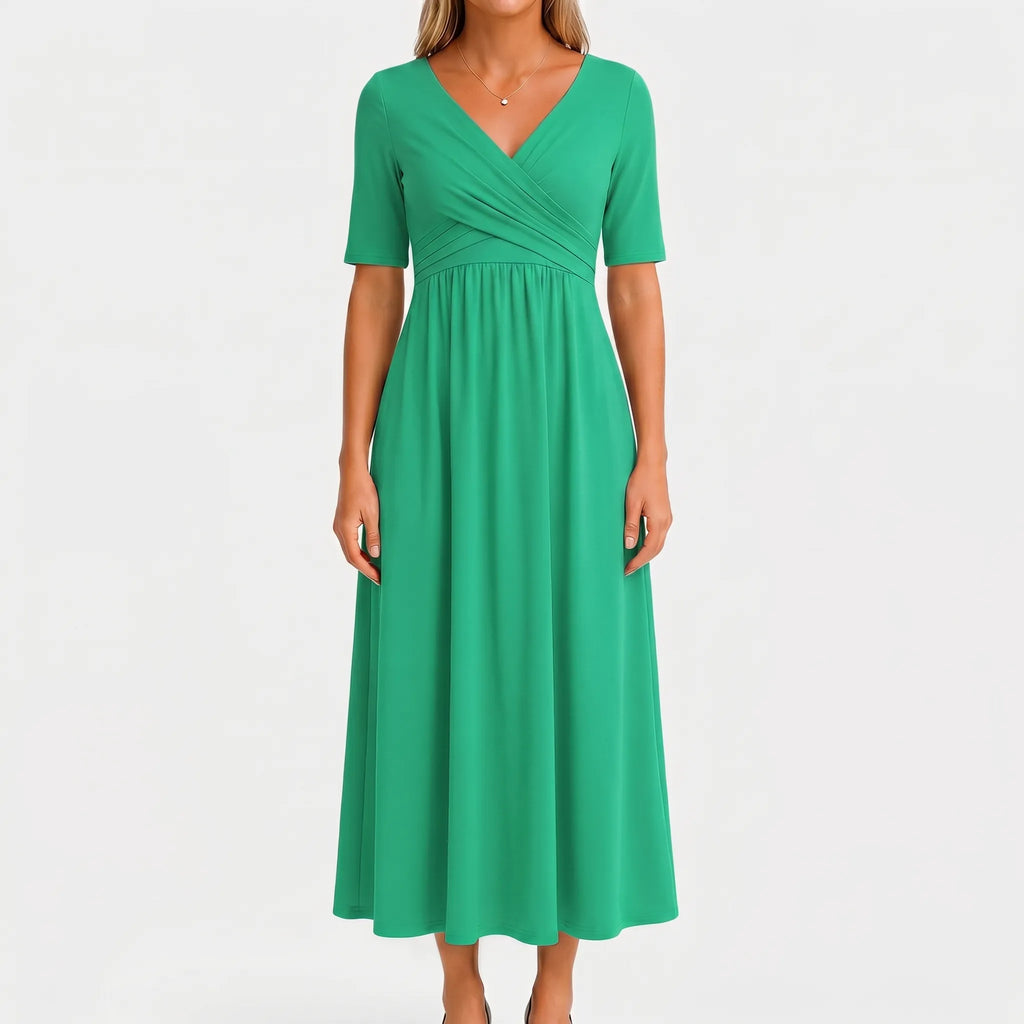 Women’s V Neck Wrap Midi Dress