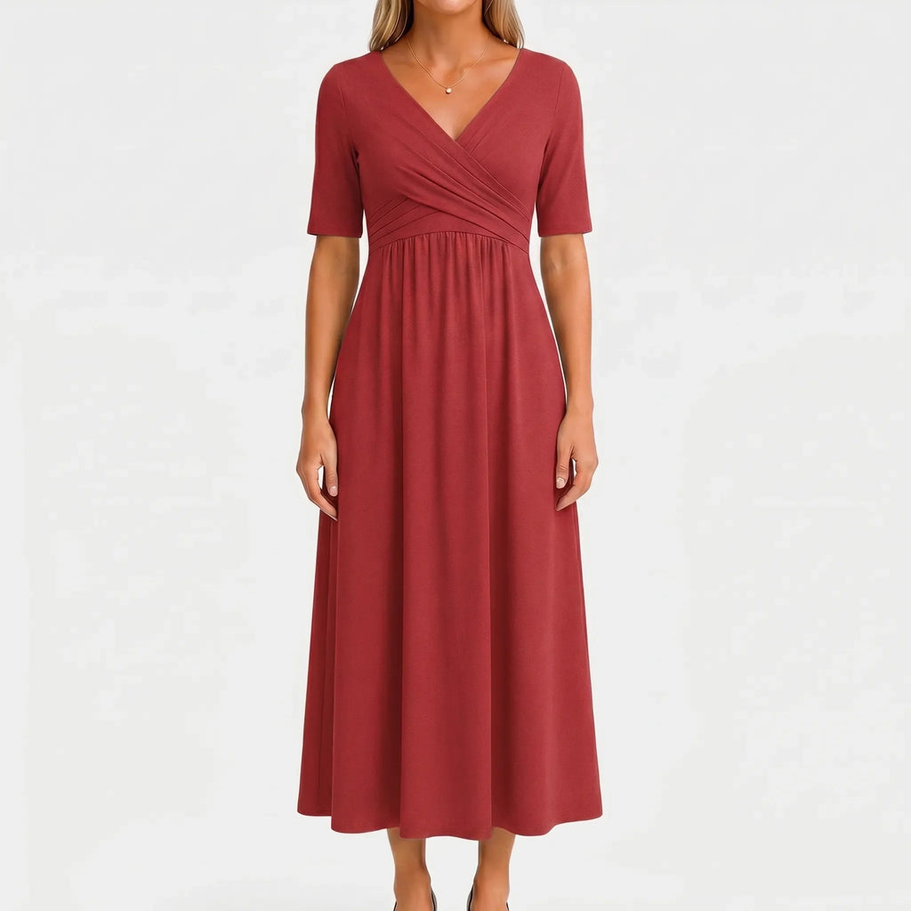 Women’s V Neck Wrap Midi Dress