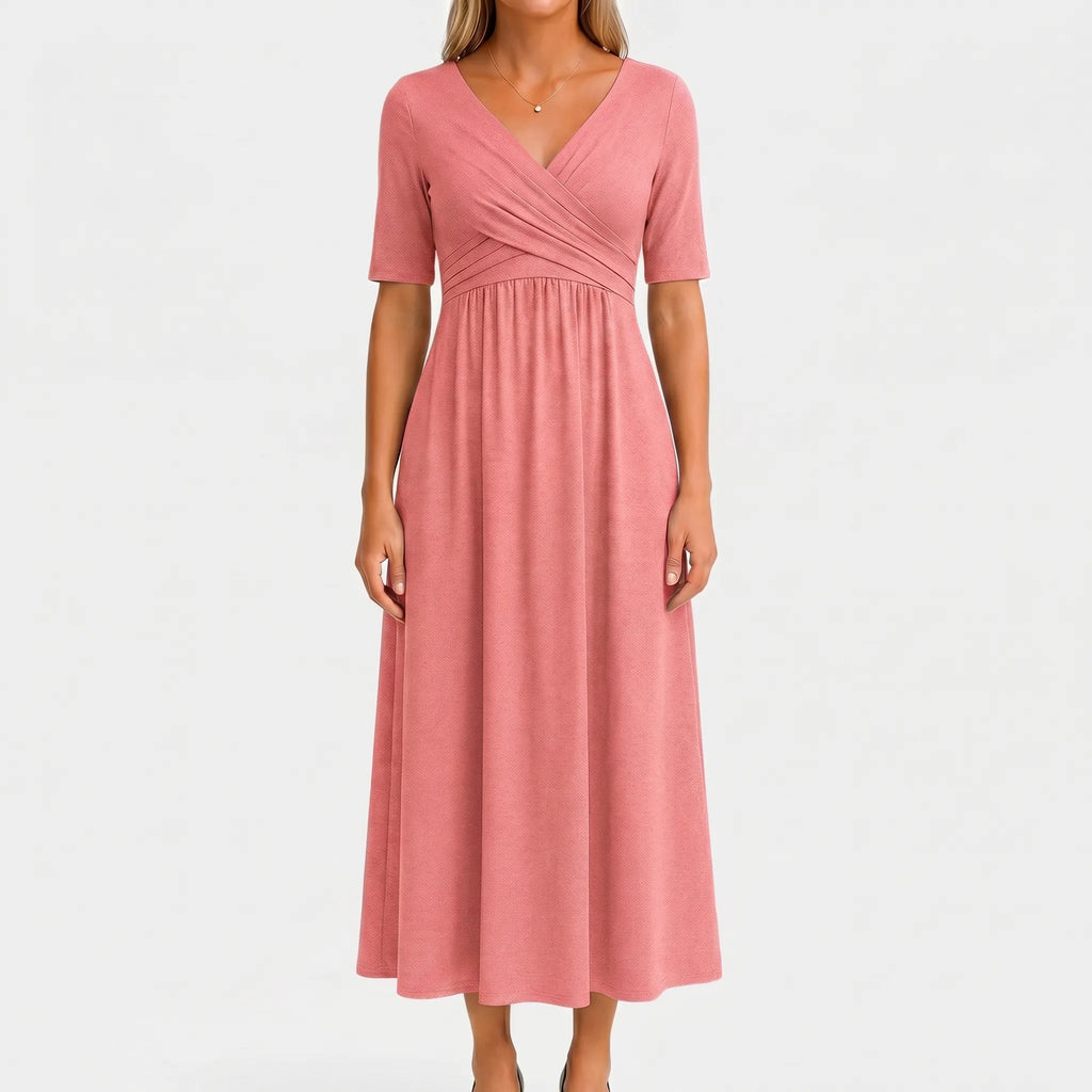 Women’s V Neck Wrap Midi Dress