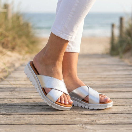 Women's Crossover Platform Slide Sandals