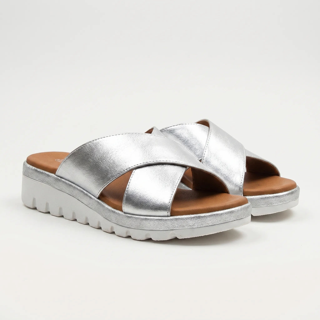 Women's Crossover Platform Slide Sandals