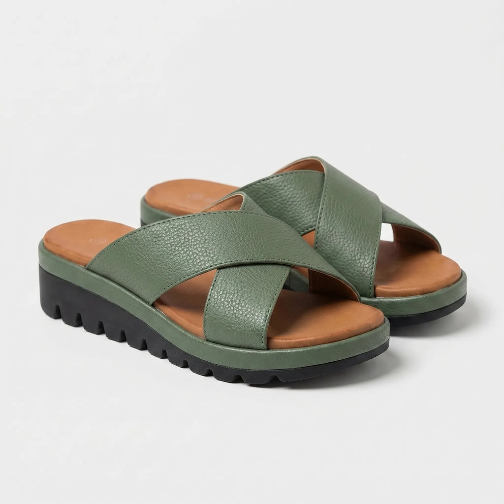 Women's Crossover Platform Slide Sandals