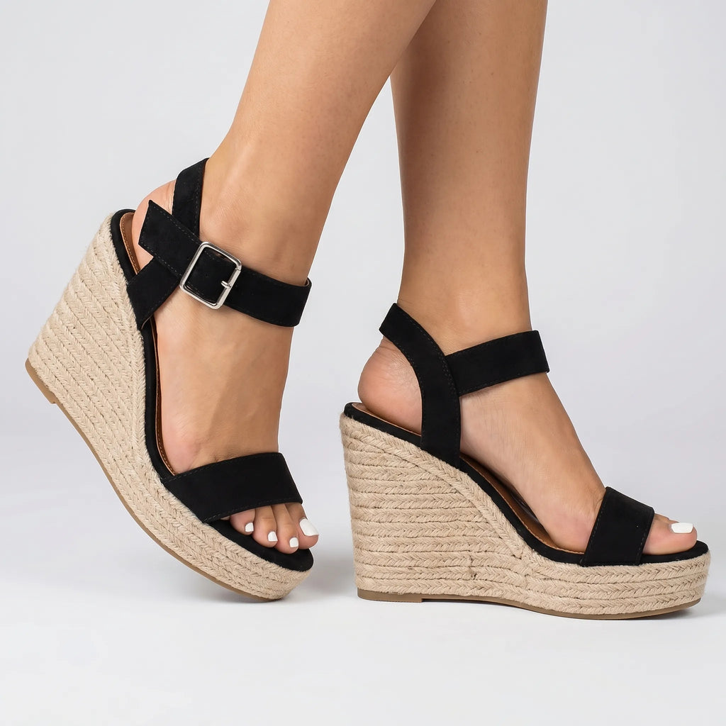 Women's Espadrille Wedge Sandals with Ankle Strap