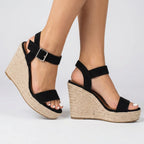 Women's Espadrille Wedge Sandals with Ankle Strap