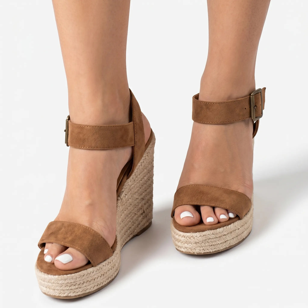 Women's Espadrille Wedge Sandals with Ankle Strap