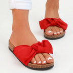 Women's Bow Slide Sandals with Cork Footbed