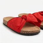 Women's Bow Slide Sandals with Cork Footbed