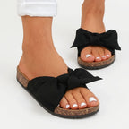 Women's Bow Slide Sandals with Cork Footbed