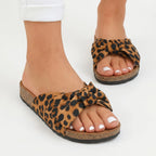 Women's Bow Slide Sandals with Cork Footbed