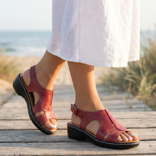 Women's Cutout Platform Sandals with Ankle Strap