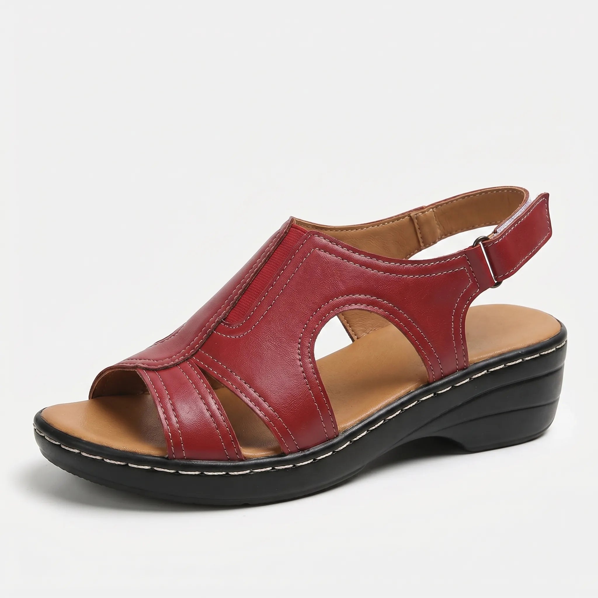 Women's Cutout Platform Sandals with Ankle Strap