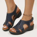 Women's Cutout Platform Sandals with Ankle Strap