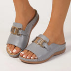 Women's Platform Slide Sandals with Chain Detail
