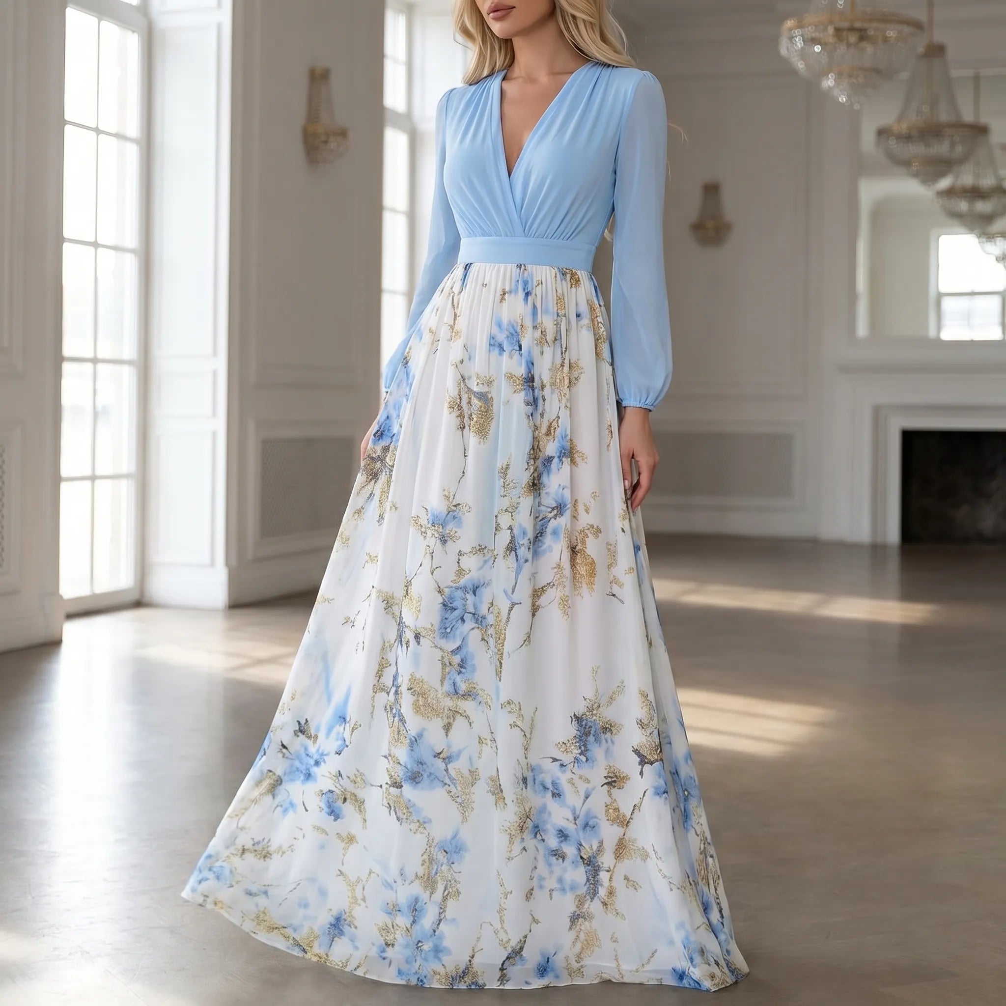 Women’s Floral Long Sleeve Maxi Dress