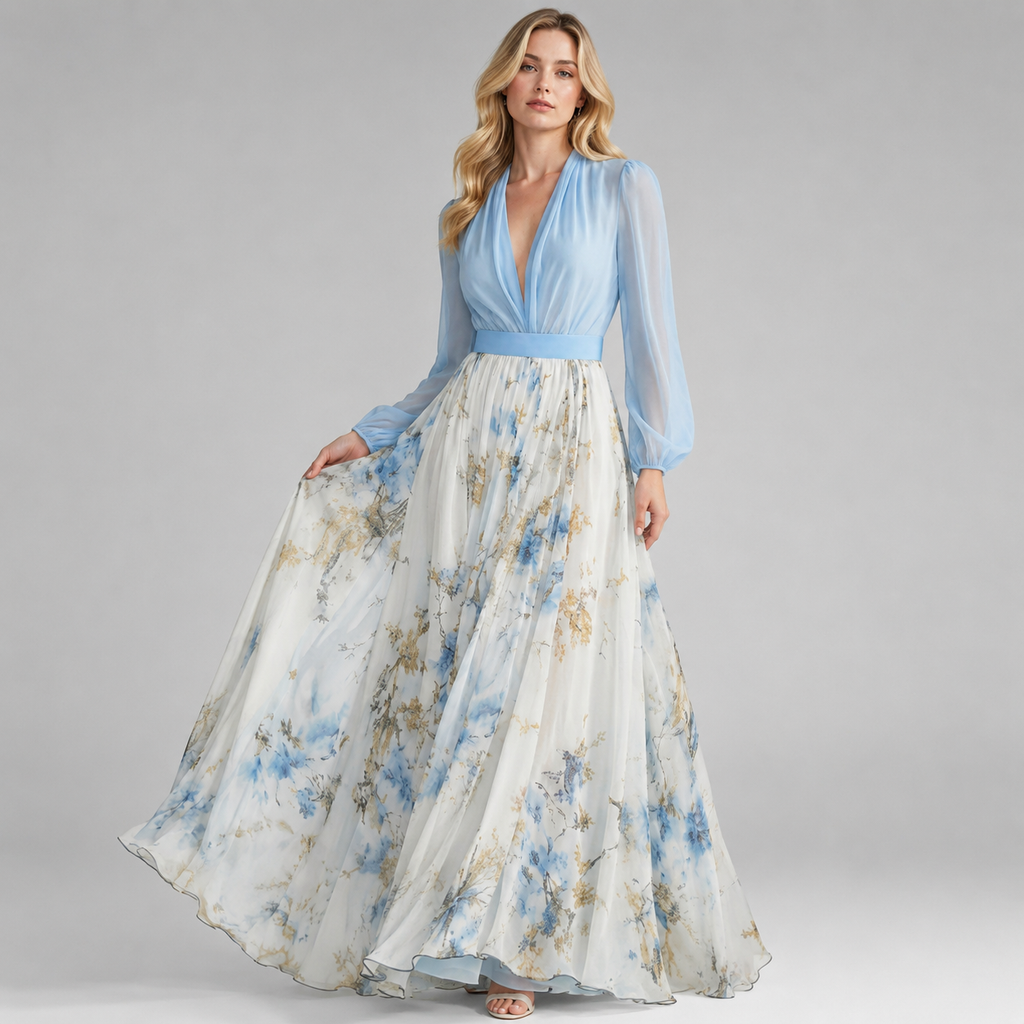 Women’s Floral Long Sleeve Maxi Dress