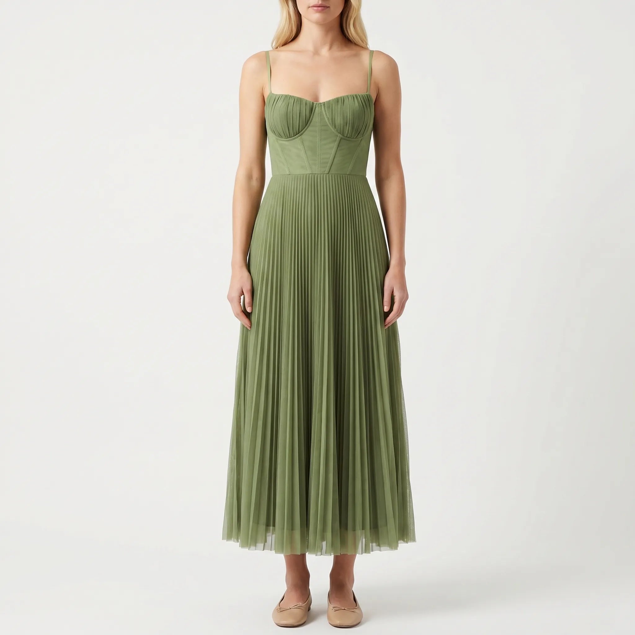 Women’s Pleated Strappy Maxi Dress