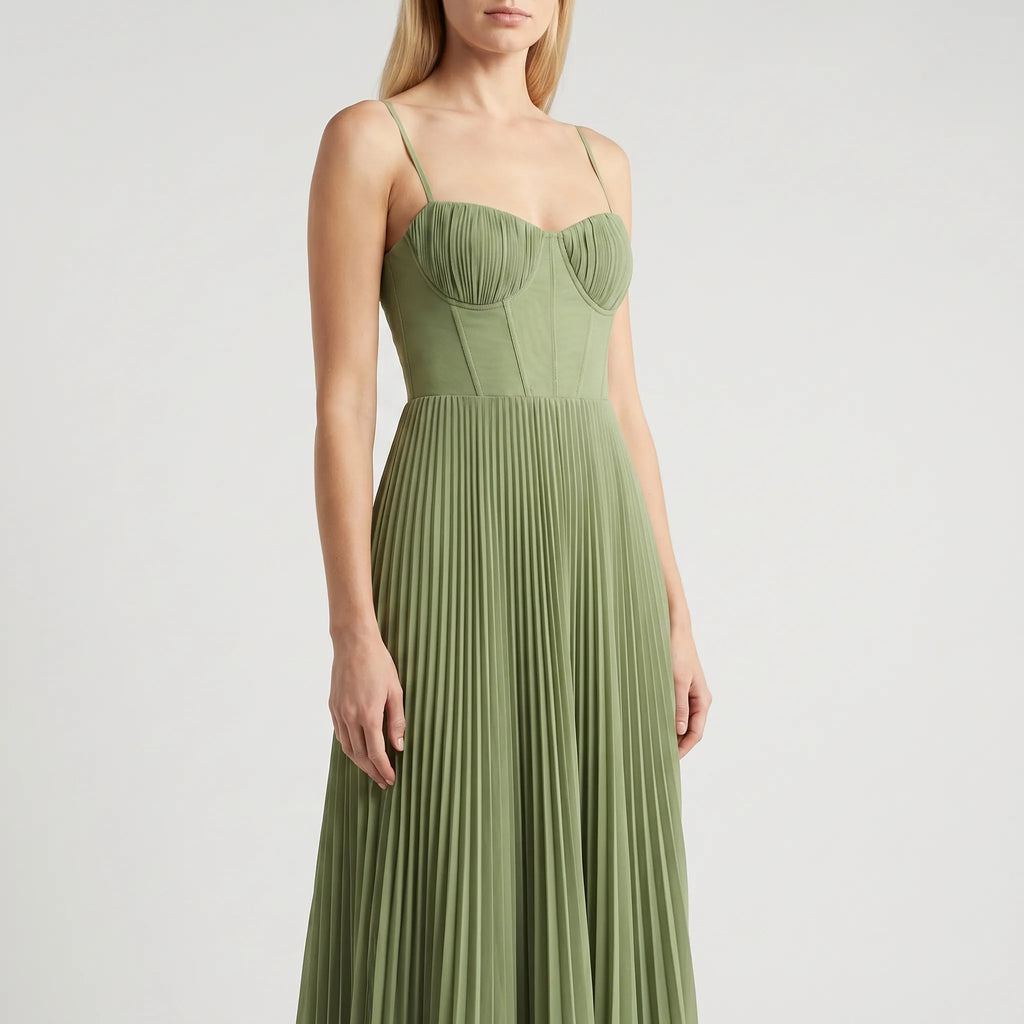 Women’s Pleated Strappy Maxi Dress