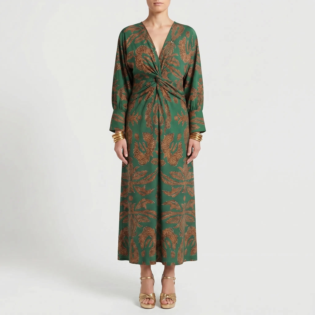 Women’s Printed Twist Waist Maxi Dress