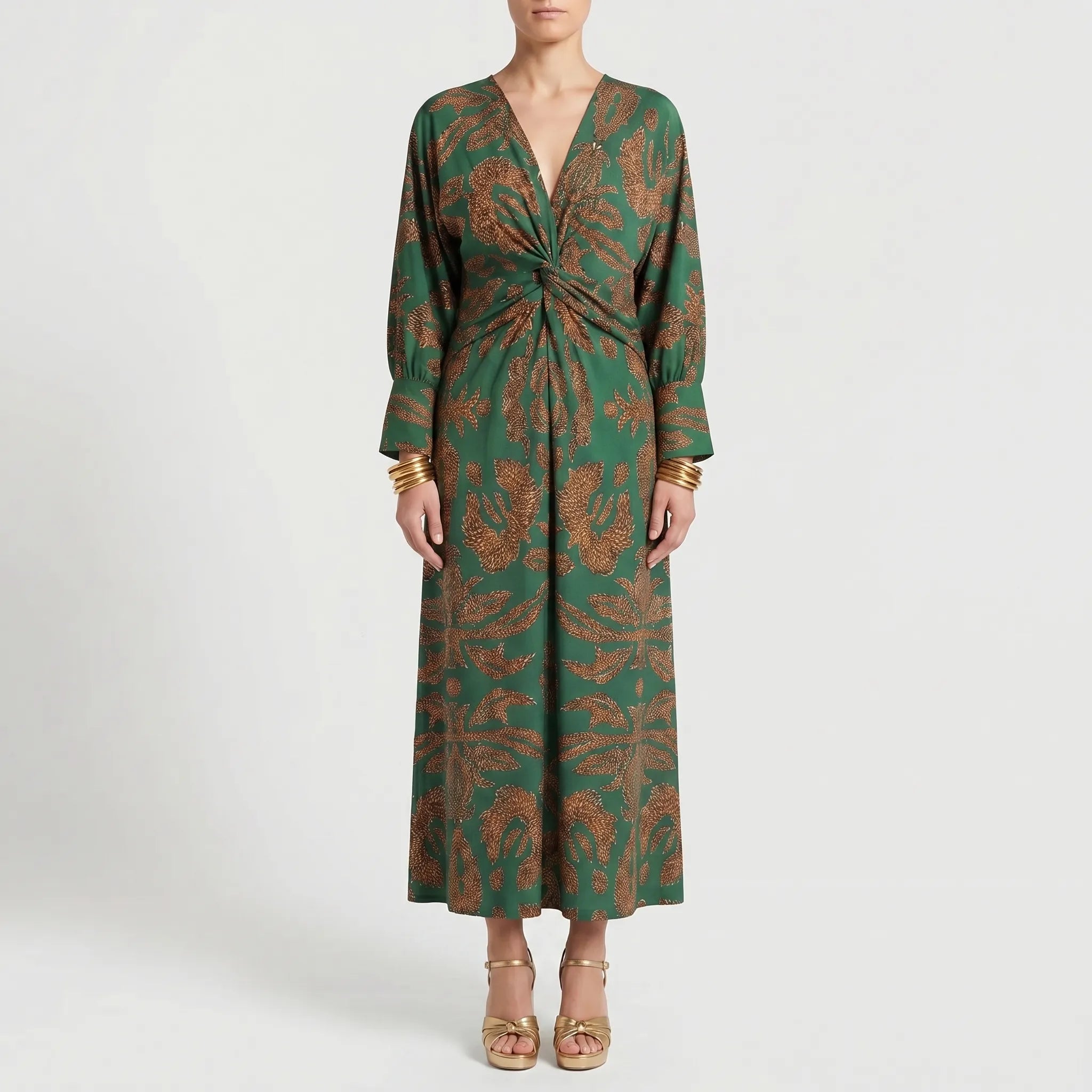 Women’s Printed Twist Waist Maxi Dress